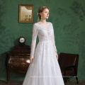 Jancember Long Sleeve Crystal Princess Lace Dubai muslim wedding dress bridal gown